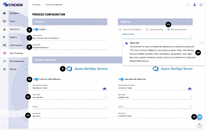 Add Sync Process Configuration